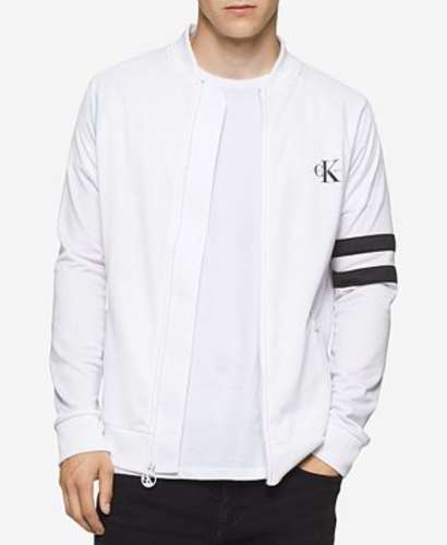 Calvin Klein Jeans Retro Graphic-Print Logo Track Jacket White Mens Size Small  Best Clothing Deals